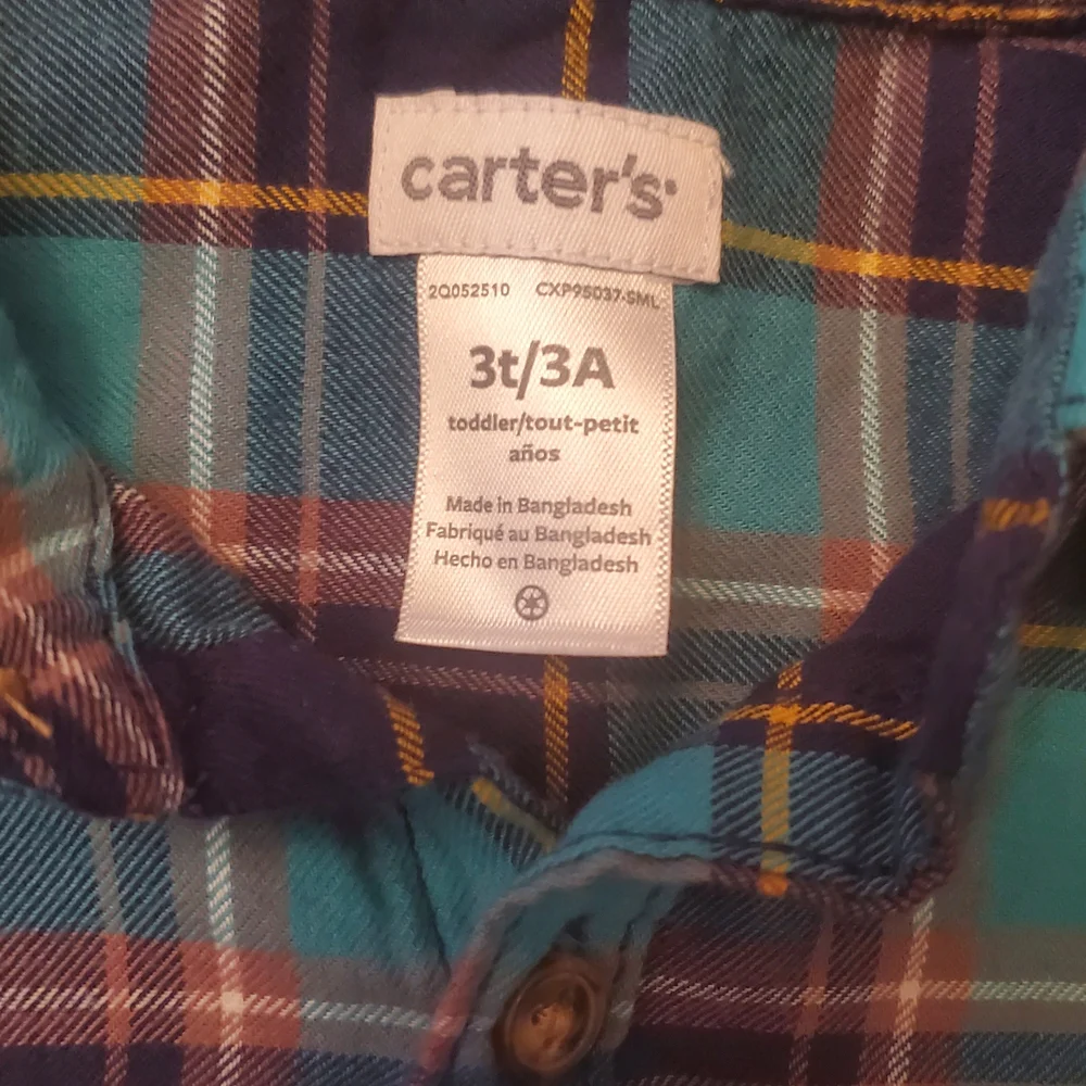 5 For $25 Carter's Plaid Button Up Shirt Toddler Size 3T Blue‎